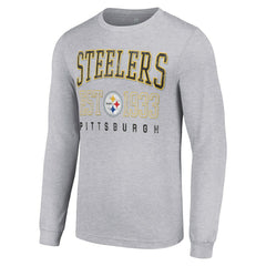 Pittsburgh Steelers Starter Throwback Logo Long Sleeve T-Shirt Heather Gray