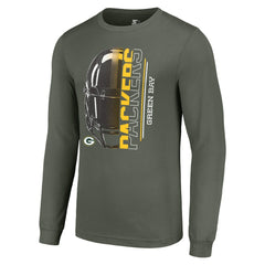 Green Bay Packers Starter Half Helmet Logo Long Sleeve T-Shirt Green
