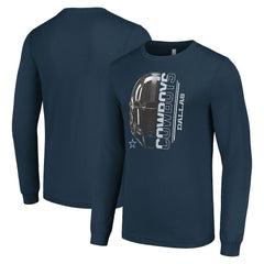 Dallas Cowboys Starter Half Helmet Logo Long Sleeve T-Shirt Navy
