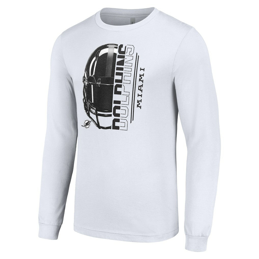 Miami Dolphins Starter Half Helmet Logo Long Sleeve T-Shirt White