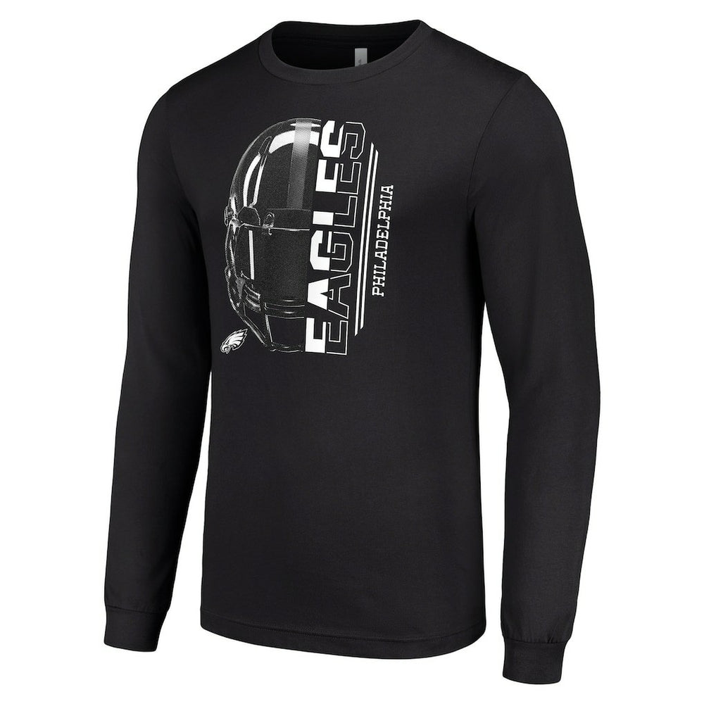 Philadelphia Eagles Starter Half Helmet Logo Long Sleeve T-Shirt Black