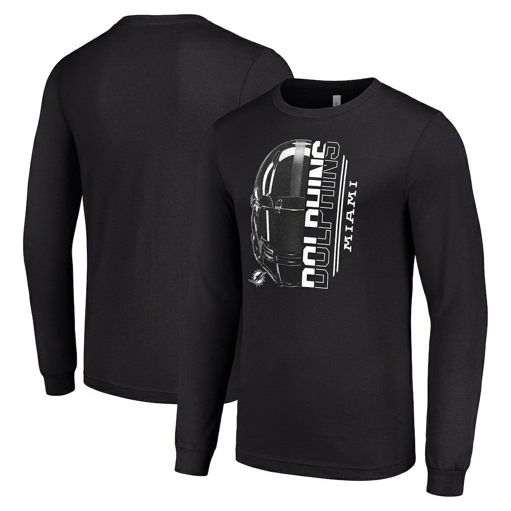 Miami Dolphins Starter Half Helmet Logo Long Sleeve T-Shirt Black