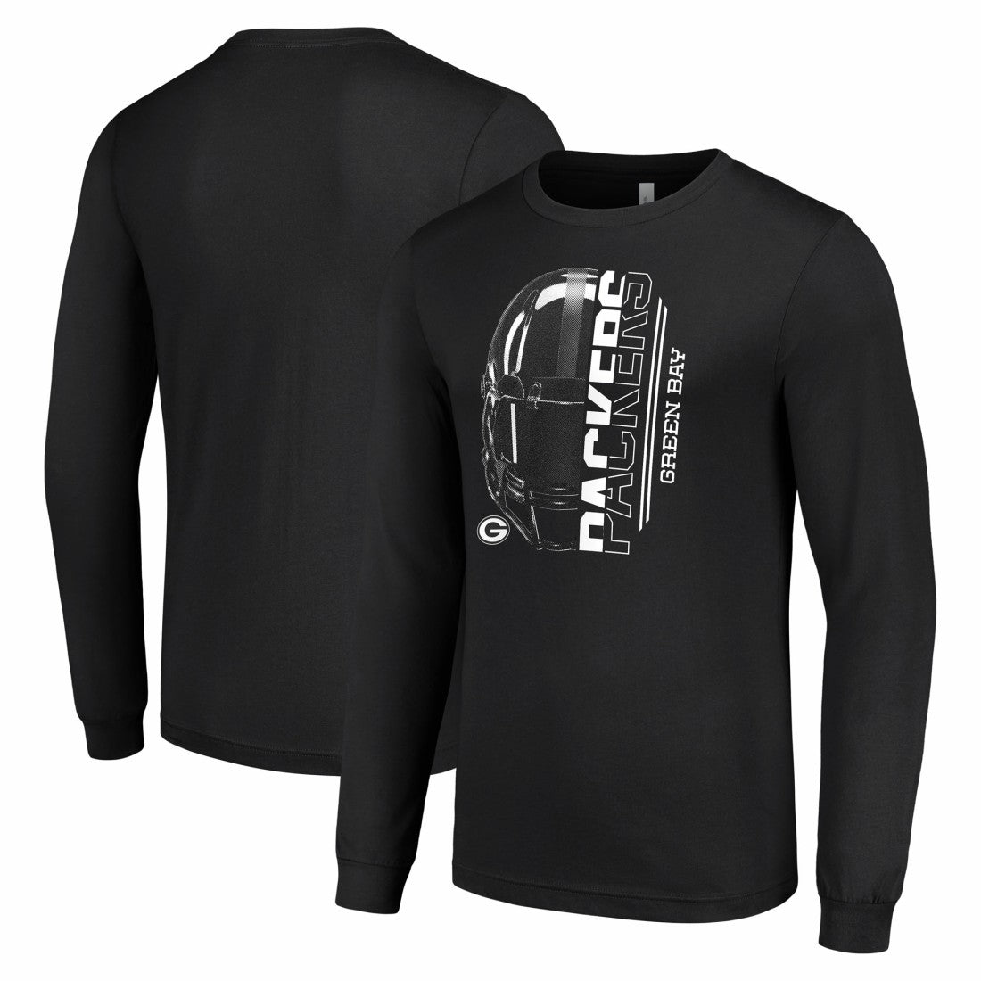 Green Bay Packers Starter Half Helmet Logo Long Sleeve T-Shirt Black
