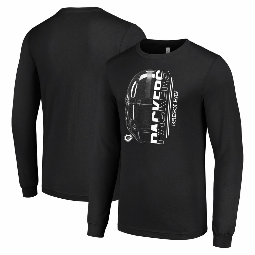Green Bay Packers Starter Half Helmet Logo Long Sleeve T-Shirt Black