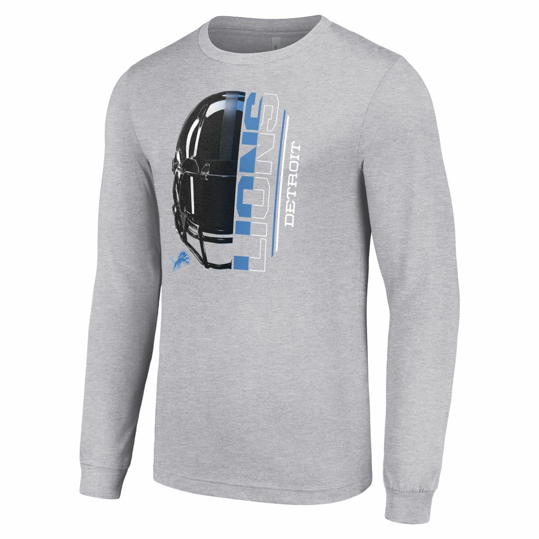 Detroit Lions Starter Half Helmet Logo Long Sleeve Heathered T-Shirt Heather Gray