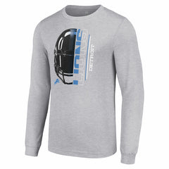 Detroit Lions Starter Half Helmet Logo Long Sleeve Heathered T-Shirt Heather Gray