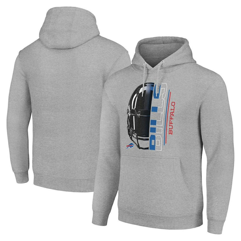 Buffalo Bills Starter Unisex Half Helmet Logo Pullover Hoodie Heather Gray
