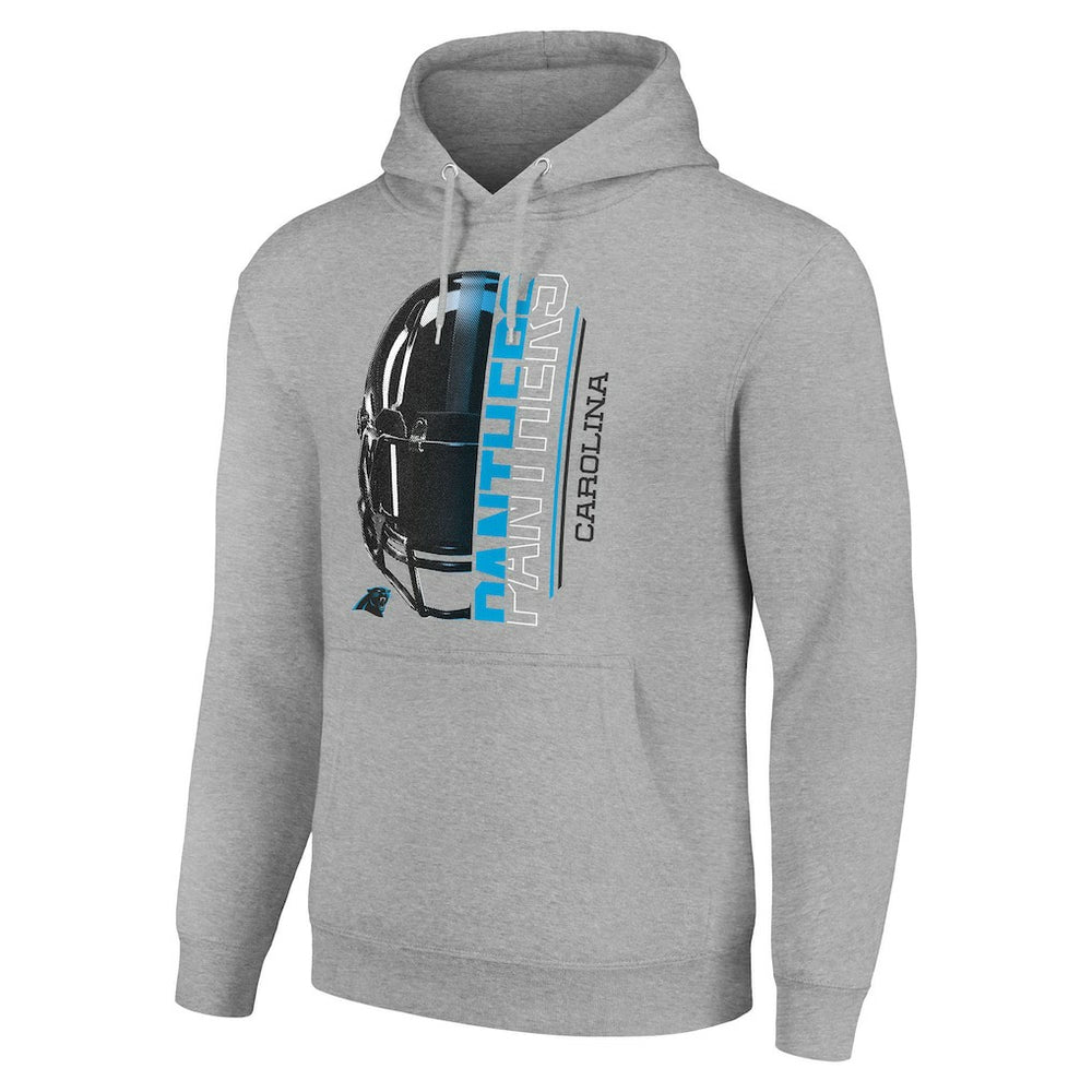 Carolina Panthers Starter Unisex Half Helmet Logo Pullover Hoodie Heather Gray