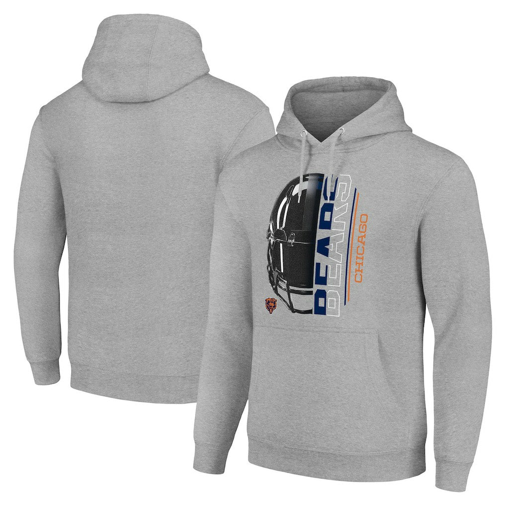Chicago Bears Starter Unisex Half Helmet Logo Pullover Hoodie Heather Gray