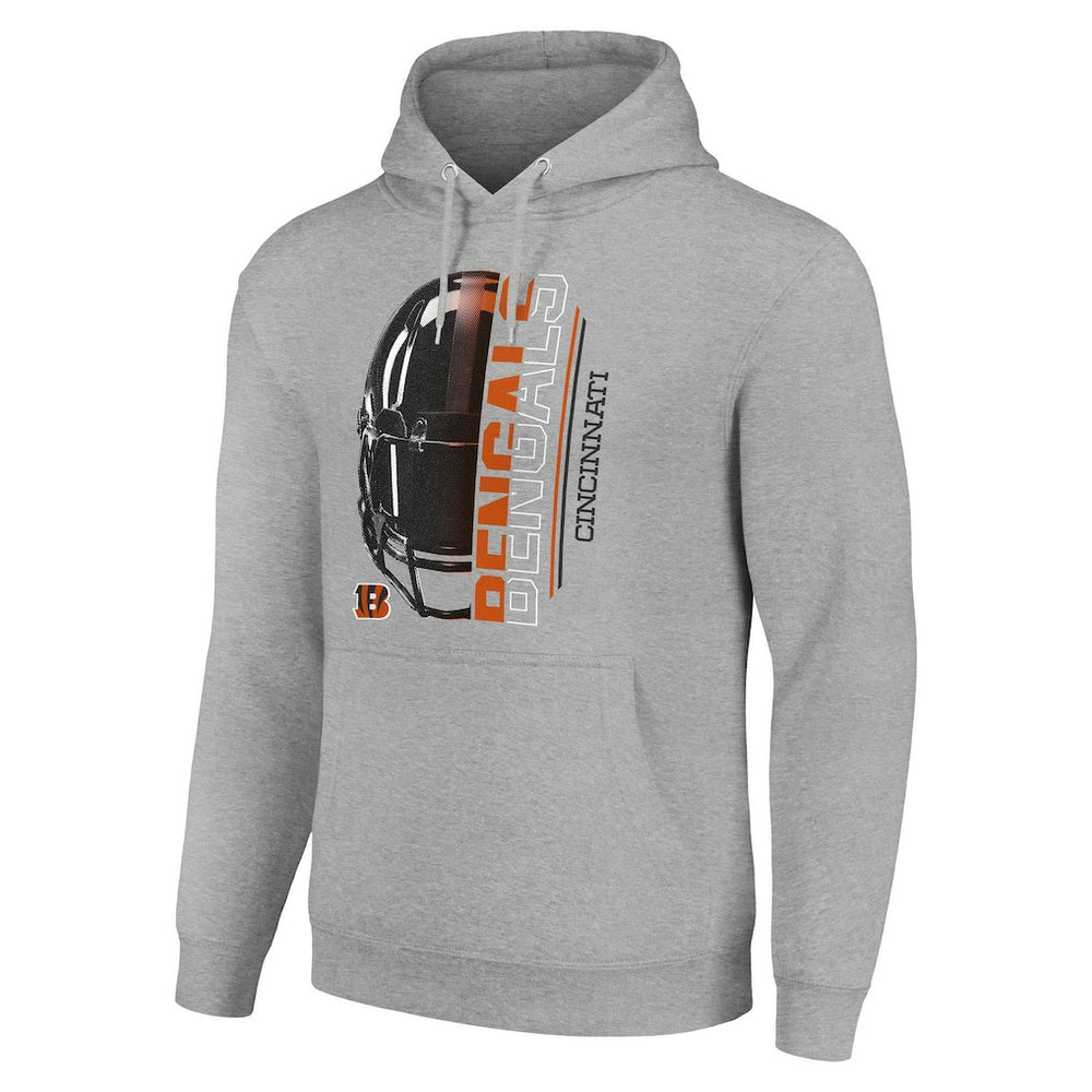Cincinnati Bengals Starter Unisex Half Helmet Logo Pullover Hoodie Heather Gray