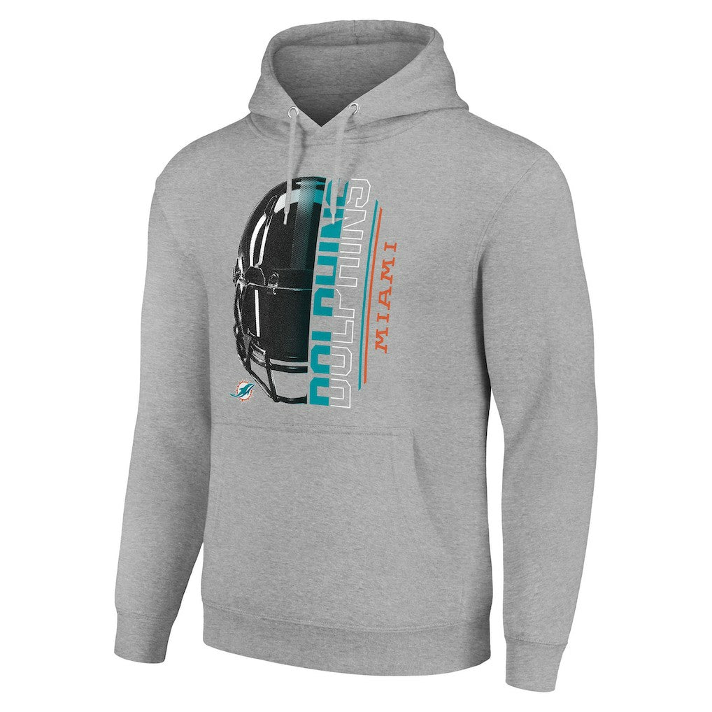 Miami Dolphins Starter Unisex Half Helmet Logo Pullover Hoodie Heather Gray
