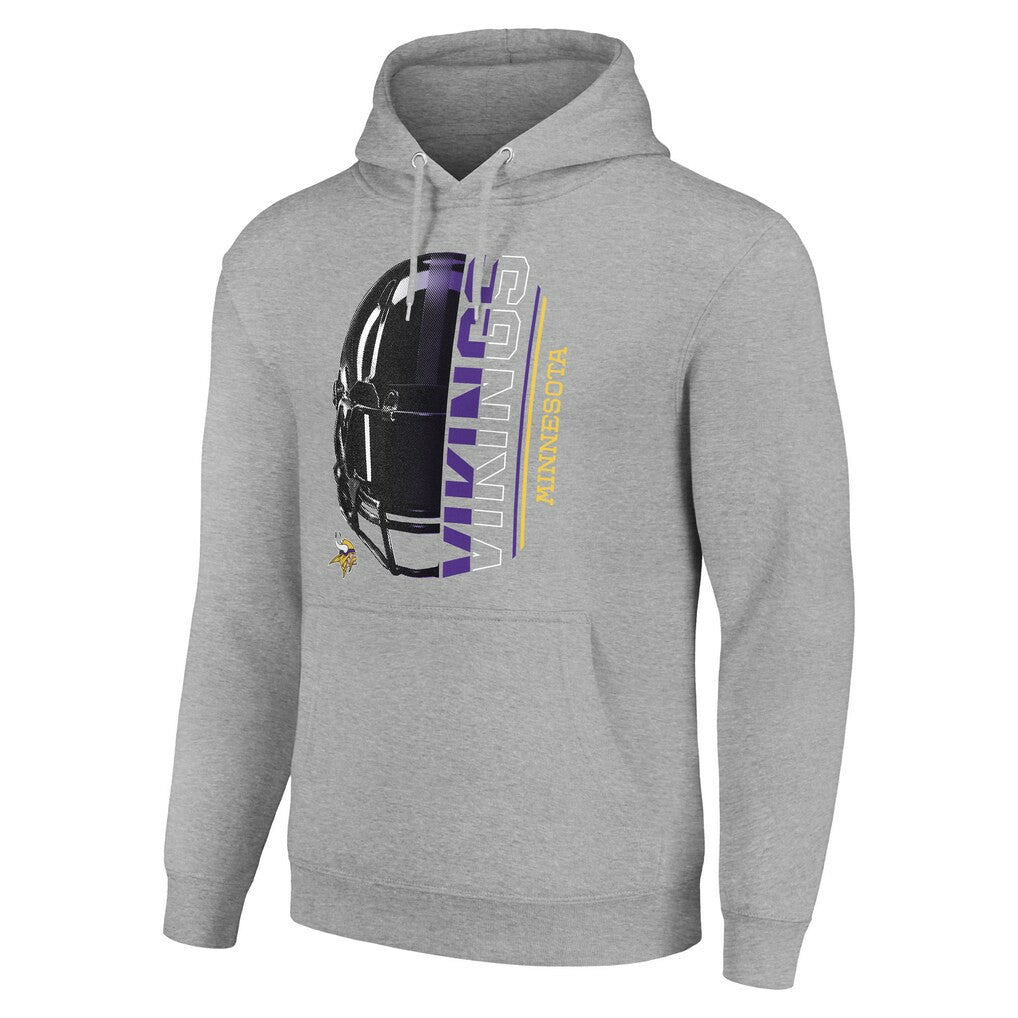 Minnesota Vikings Starter Unisex Half Helmet Logo Pullover Hoodie Heather Gray