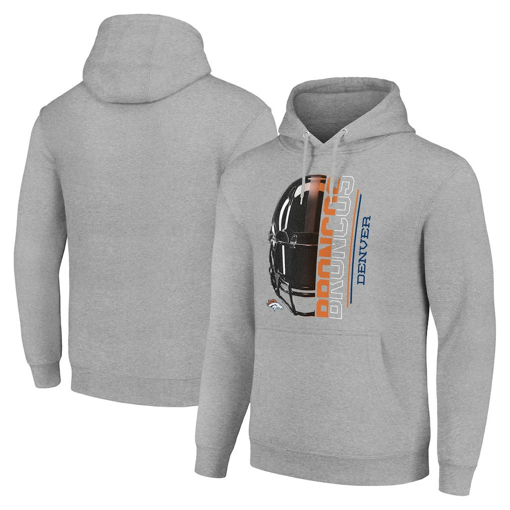 Denver Broncos Starter Unisex Half Helmet Logo Pullover Hoodie Heather Gray