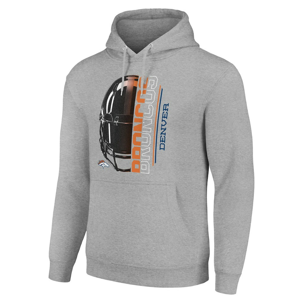 Denver Broncos Starter Unisex Half Helmet Logo Pullover Hoodie Heather Gray