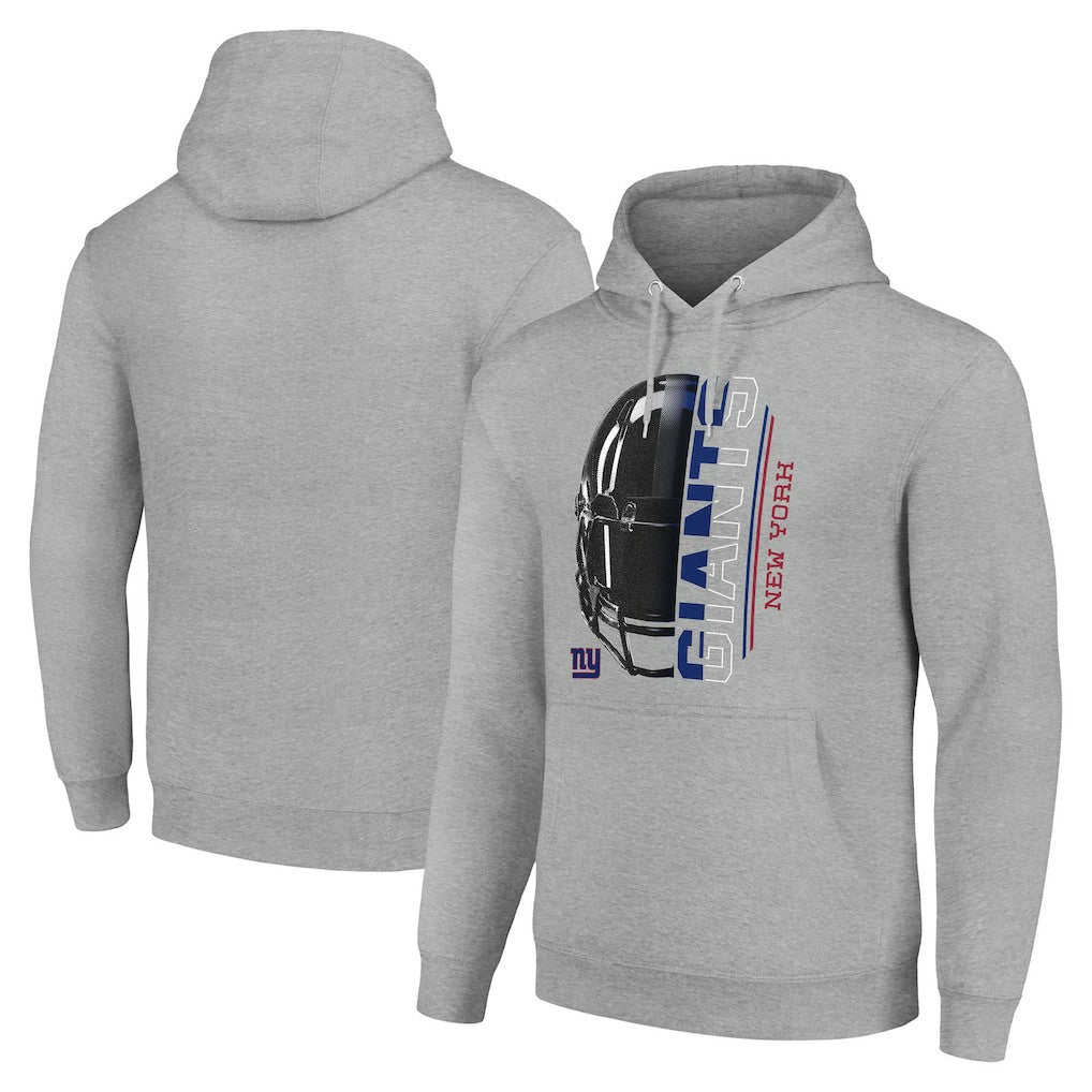 New York Giants Starter Unisex Half Helmet Logo Pullover Hoodie Heather Gray