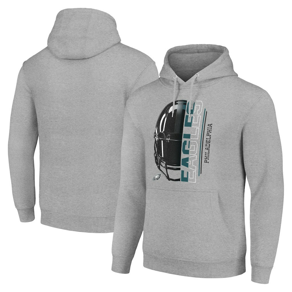 Philadelphia Eagles Starter Unisex Half Helmet Logo Pullover Hoodie Heather Gray