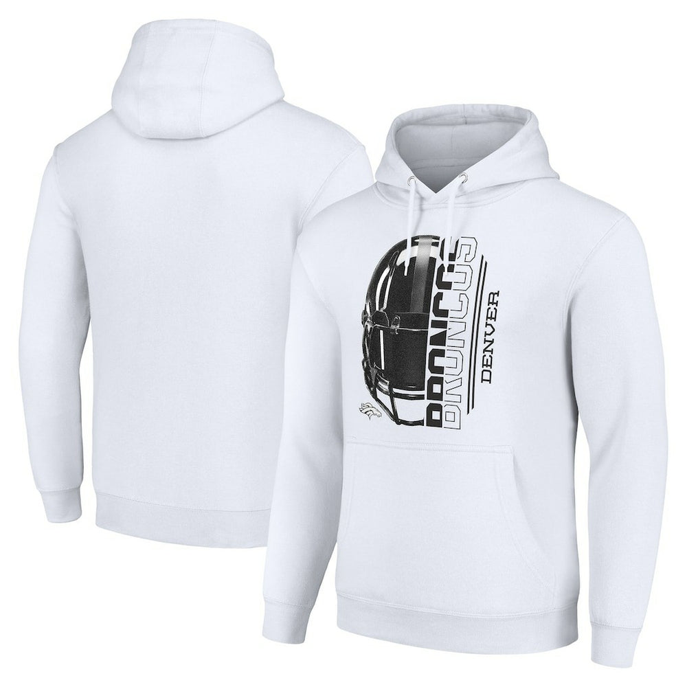 Denver Broncos Starter Unisex Half Helmet Logo Pullover Hoodie White
