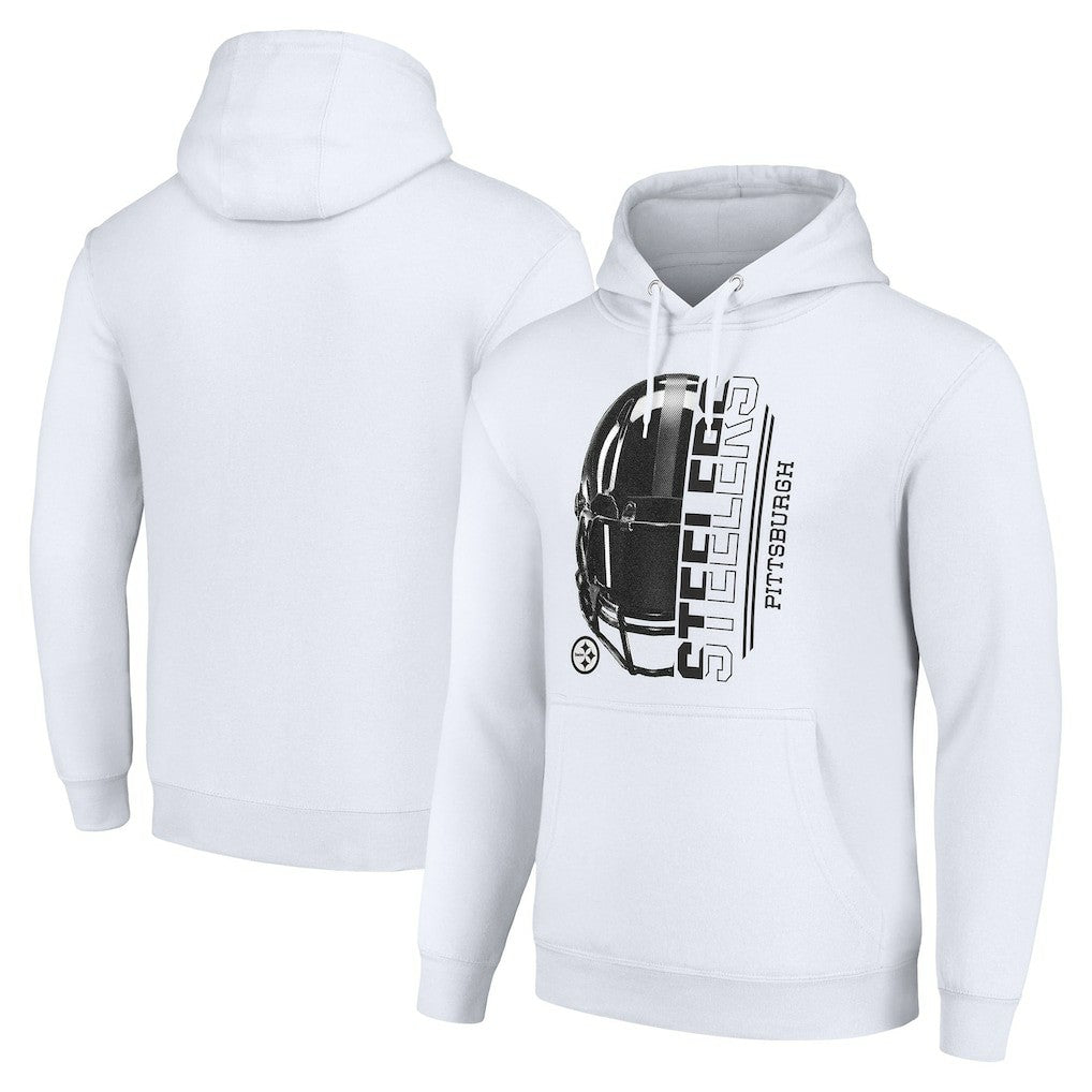 Pittsburgh Steelers Starter Unisex Half Helmet Logo Pullover Hoodie White