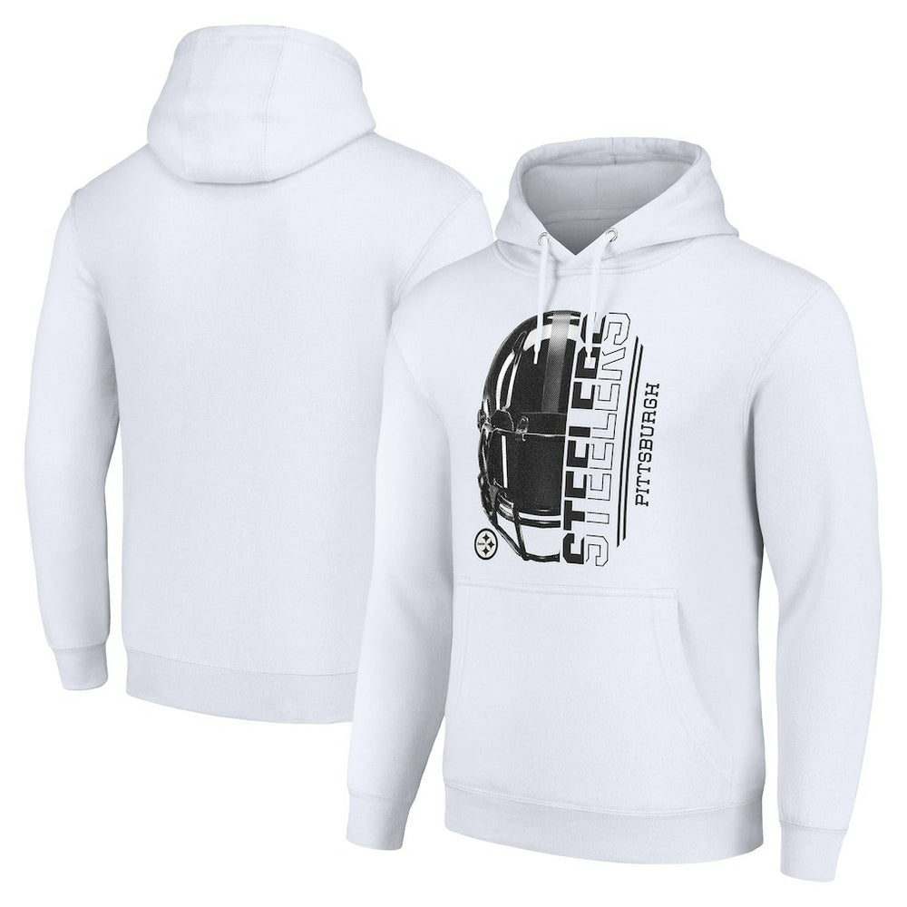 Pittsburgh Steelers Starter Unisex Half Helmet Logo Pullover Hoodie White