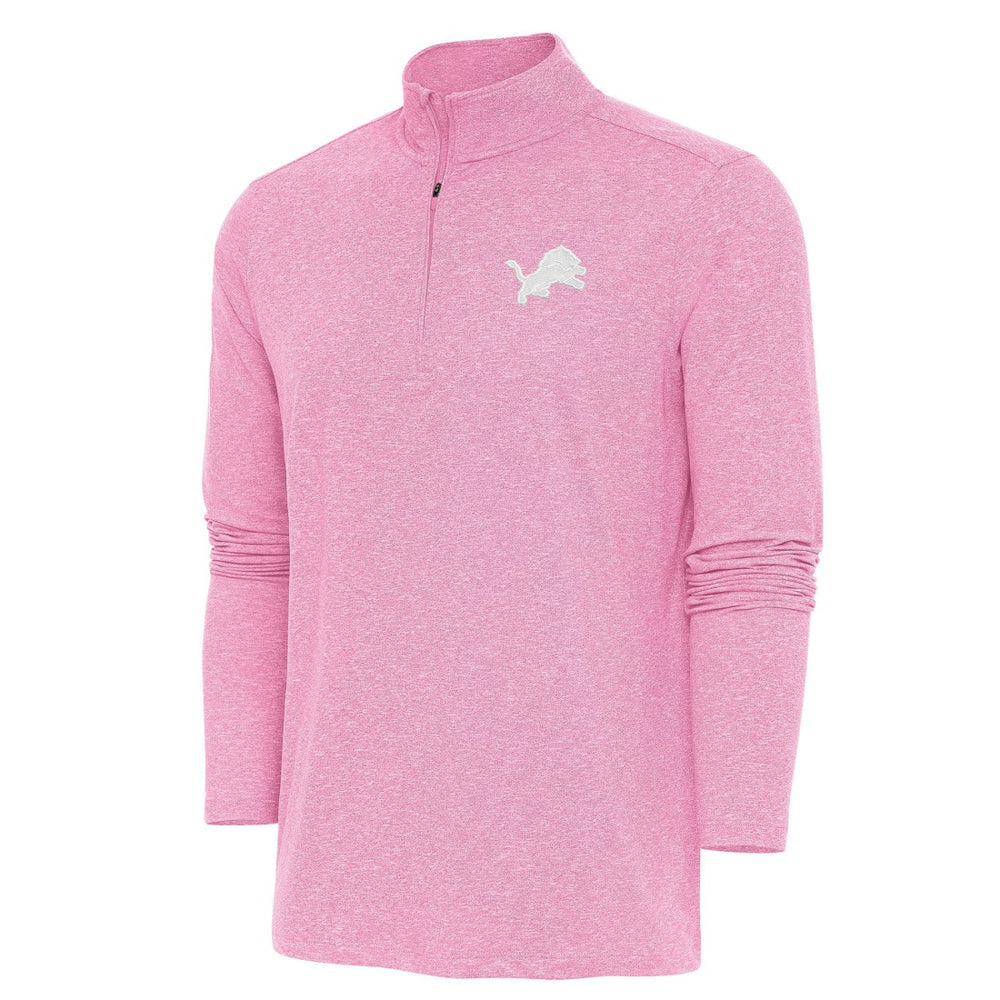 Detroit Lions Antigua Hunk Quarter-Zip Pullover Top Pink