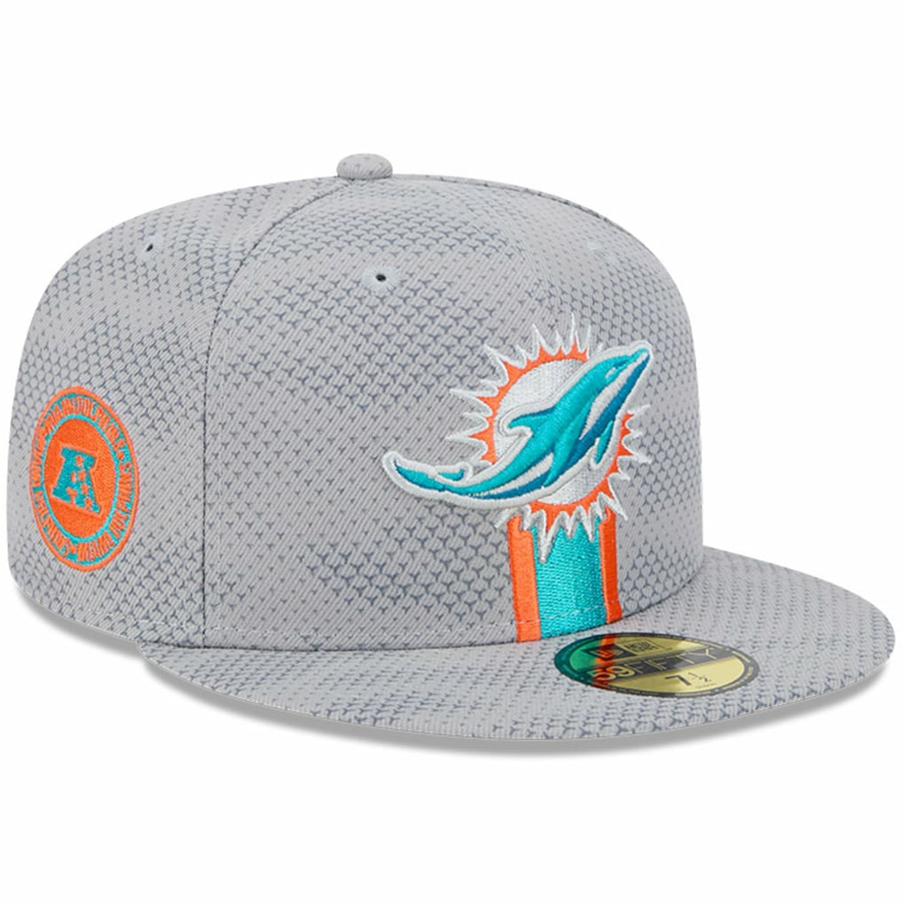 Miami Dolphins New Era 2024 Sideline 59FIFTY Fitted Hat Gray