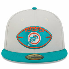Miami Dolphins New Era 2024 Sideline Historic 59FIFTY Fitted Hat Stone/Aqua