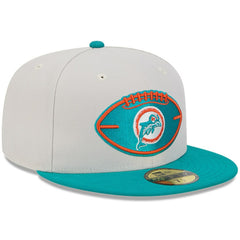 Miami Dolphins New Era 2024 Sideline Historic 59FIFTY Fitted Hat Stone/Aqua