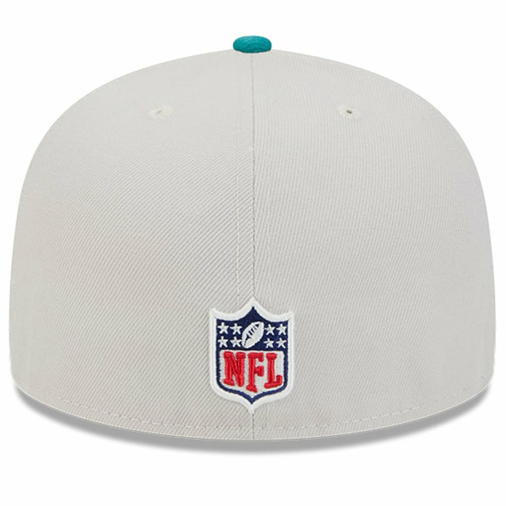 Miami Dolphins New Era 2024 Sideline Historic 59FIFTY Fitted Hat Stone/Aqua