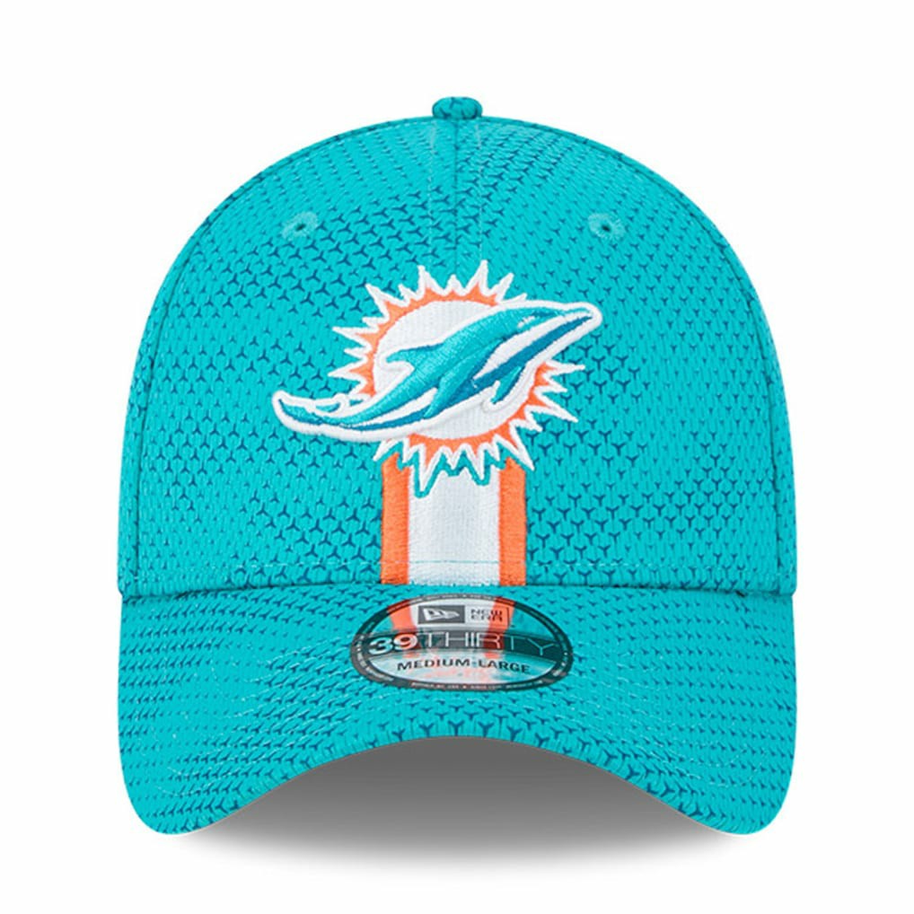 Miami Dolphins New Era 2024 Sideline 39THIRTY Flex Hat Aqua