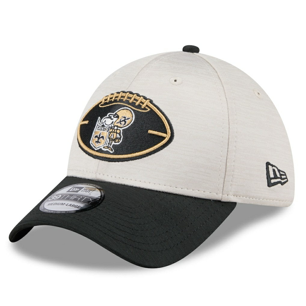 New Orleans Saints New Era 2024 Sideline Historic 39THIRTY Flex Hat Stone/Black