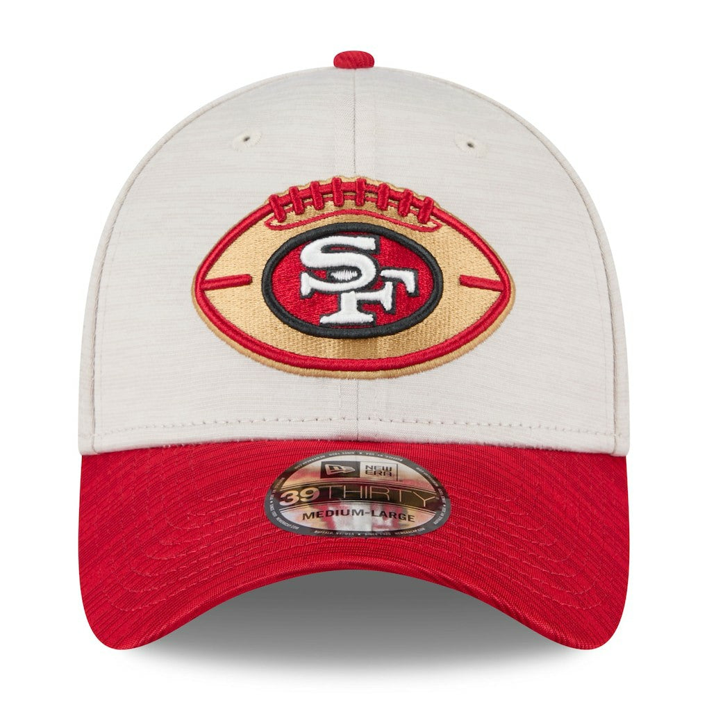 San Francisco 49ers New Era 2024 Sideline Historic 39THIRTY Flex Hat Stone/Scarlet