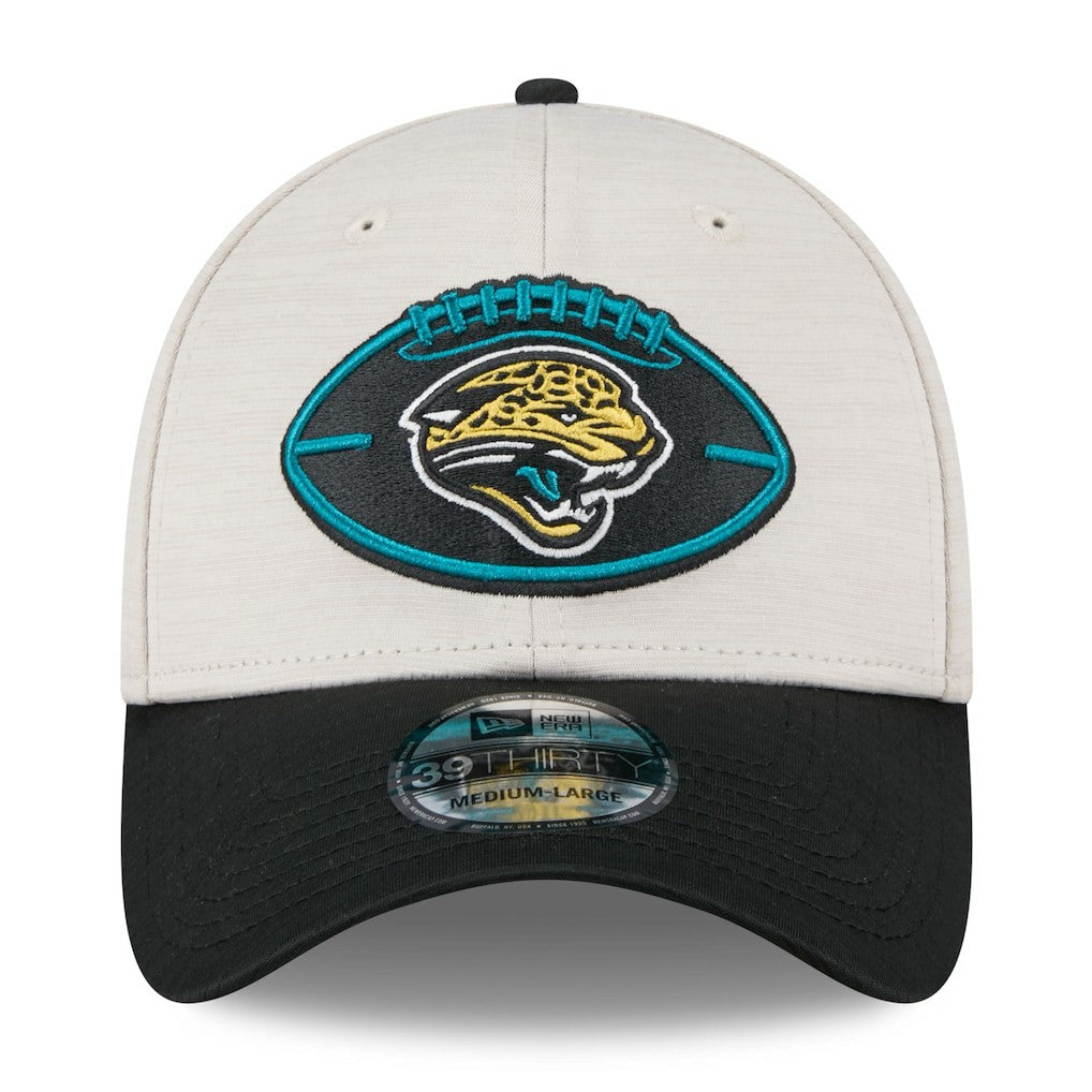 Jacksonville Jaguars New Era 2024 Sideline Historic 39THIRTY Flex Hat Stone/Teal