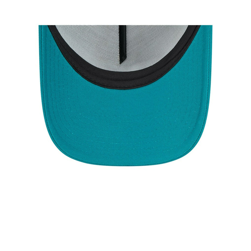 Miami Dolphins New Era 2024 Sideline Historic 9FORTY A-Frame Trucker Adjustable Hat Stone/Aqua