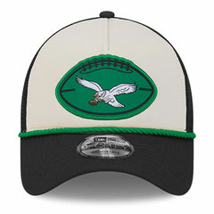 Philadelphia Eagles New Era 2024 Sideline Historic 9FORTY A-Frame Trucker Adjustable Hat Stone/Black