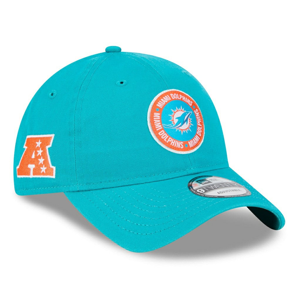 Miami Dolphins New Era 2024 Sideline 9TWENTY Adjustable Hat Aqua