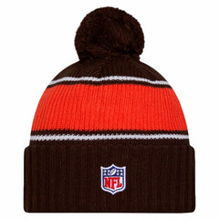 Cleveland Browns New Era 2024 Sideline Cuffed Knit Hat with Pom Brown