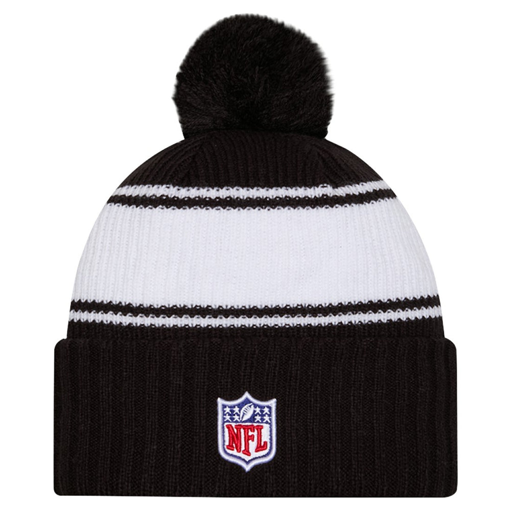 New York Jets New Era 2024 Sideline Cuffed Knit Hat with Pom Black