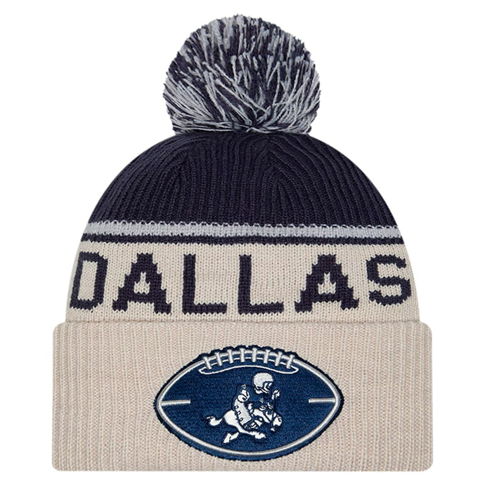 Dallas Cowboys New Era NFL Sideline Historic Cuffed Knit Hat with Pom
 Stone