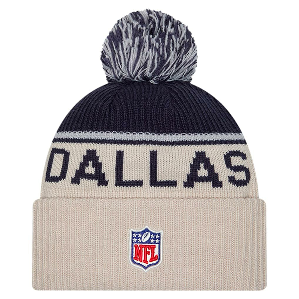 Dallas Cowboys New Era NFL Sideline Historic Cuffed Knit Hat with Pom
 Stone