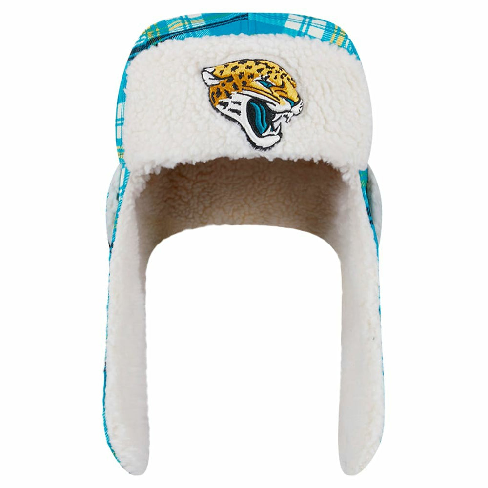 Jacksonville Jaguars New Era Sideline Plaid Sherpa Trapper Hat Teal