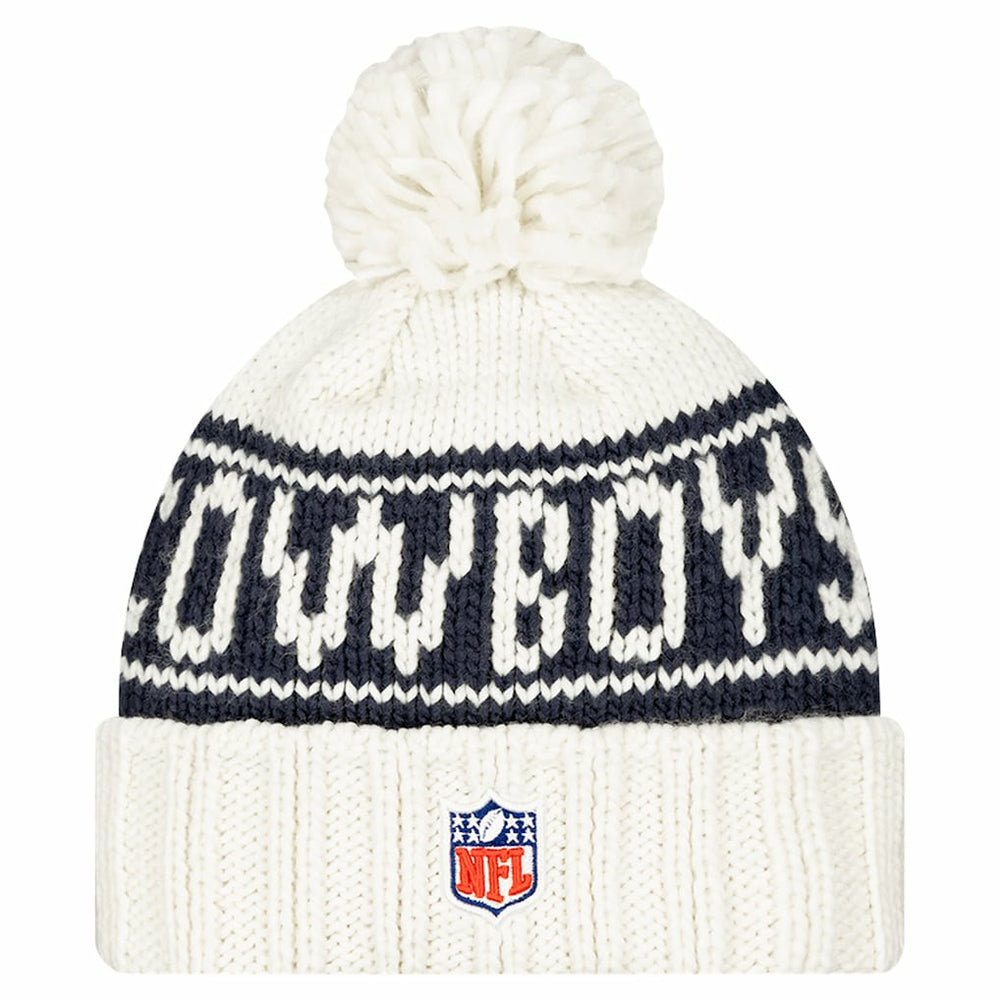 Dallas Cowboys New Era Women's 2024 Sideline Cuffed Knit Hat with Pom White