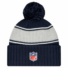 Dallas Cowboys New Era Youth 2024/25 Sideline Cuffed Knit Hat with Pom Navy