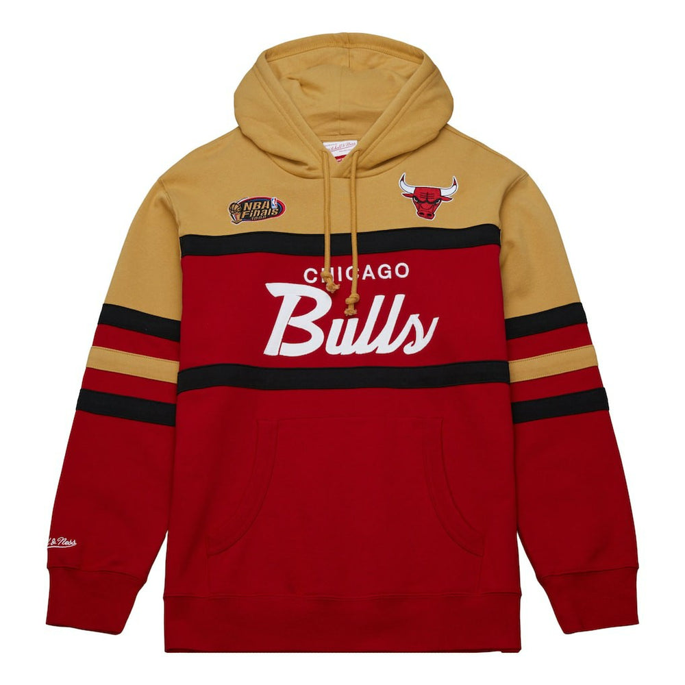 Chicago Bulls Head Coach Pullover Hoodie Red/Gold | Mitchell & Ness US