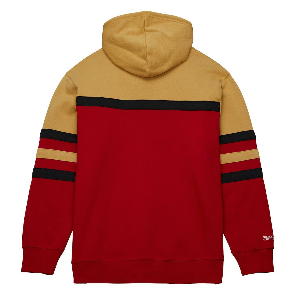 Chicago Bulls Head Coach Pullover Hoodie Red/Gold | Mitchell & Ness US
