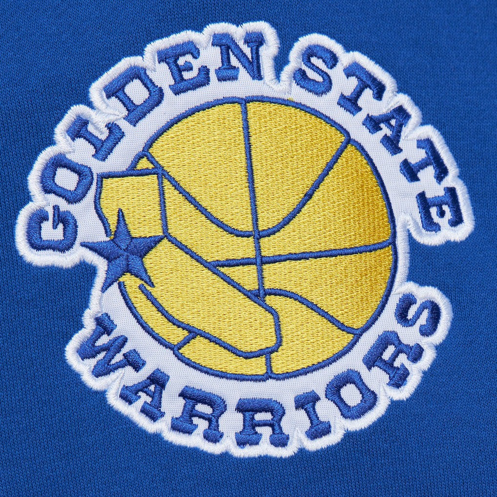 Golden State Warriors Team OG 2.0 Vintage Logo Fleece Pullover Hoodie for sale Royal | Mitchell & Ness outlet