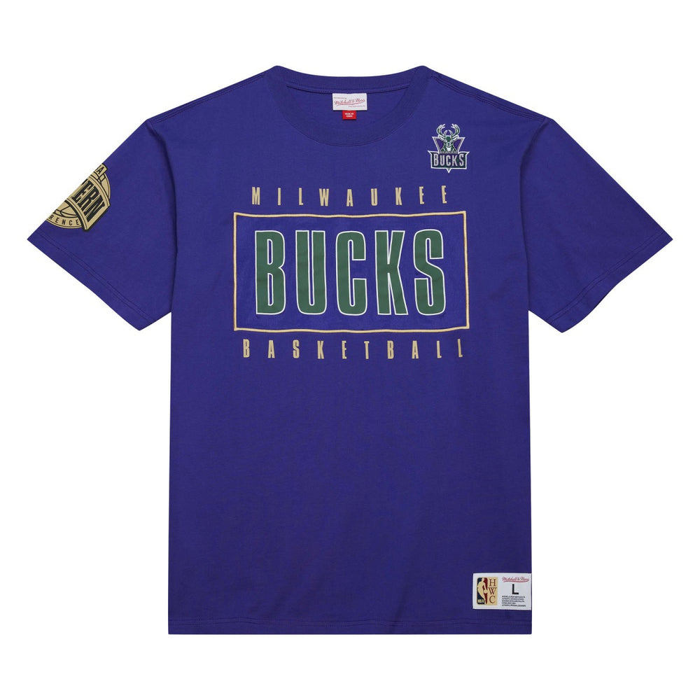 Milwaukee Bucks Hardwood Classics Team OG 2.0 Premium Vintage Logo T-Shirt Purple | Mitchell & Ness US