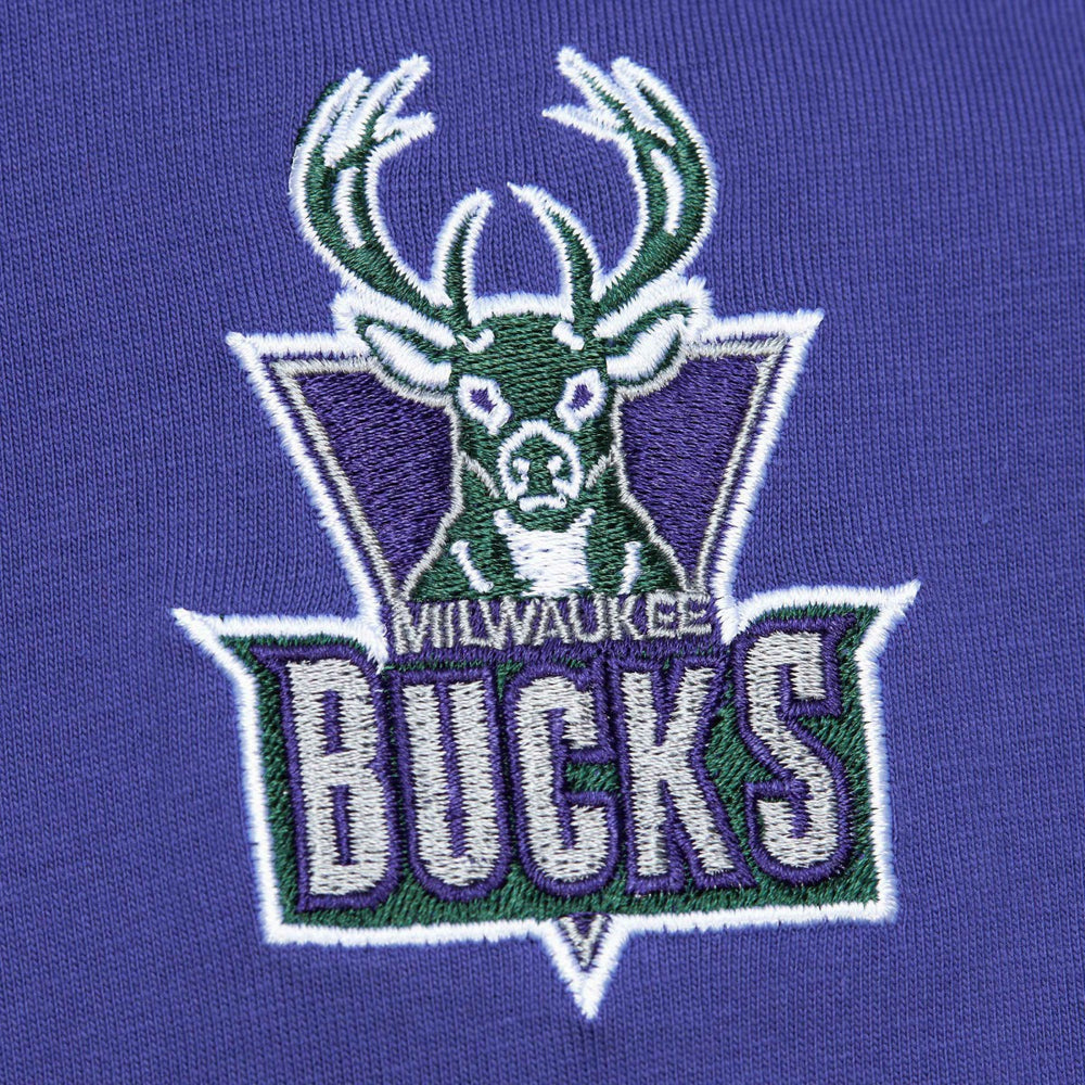 Milwaukee Bucks Hardwood Classics Team OG 2.0 Premium Vintage Logo T-Shirt Purple | Mitchell & Ness US