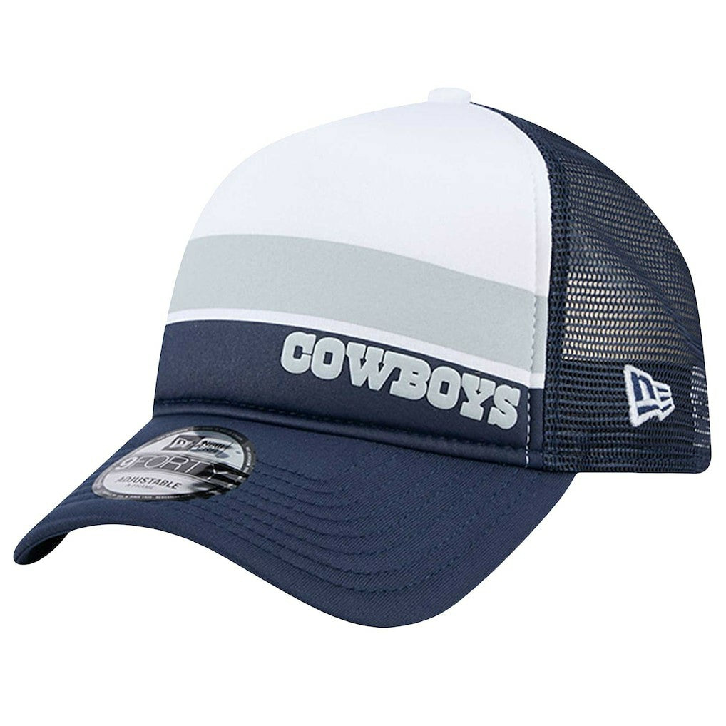 Dallas Cowboys New Era Sport Night Color Block 9FORTY A-Frame Trucker Adjustable Hat White/Navy