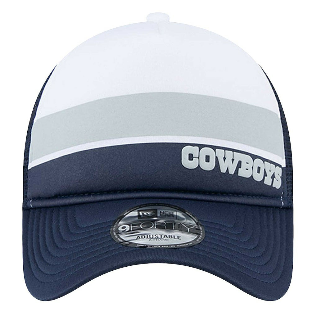 Dallas Cowboys New Era Sport Night Color Block 9FORTY A-Frame Trucker Adjustable Hat White/Navy