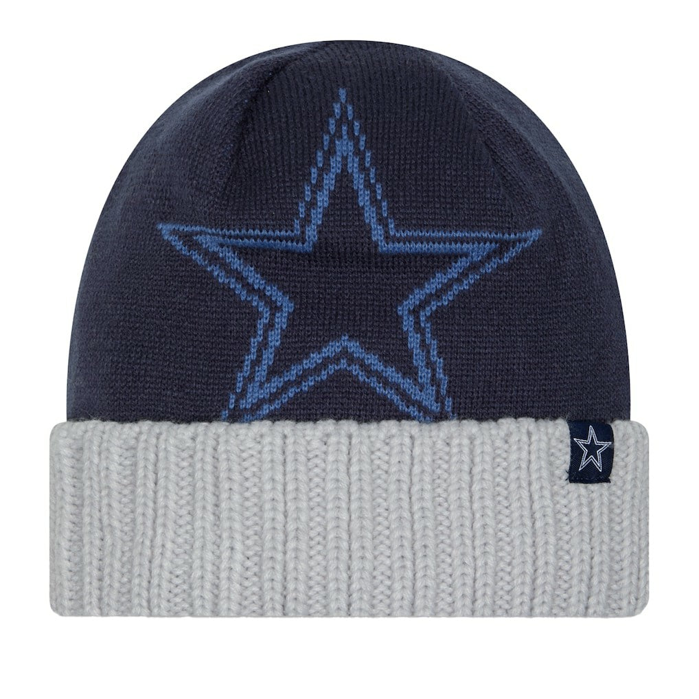 Dallas Cowboys New Era Oversize Cuffed Knit Hat Navy/Gray